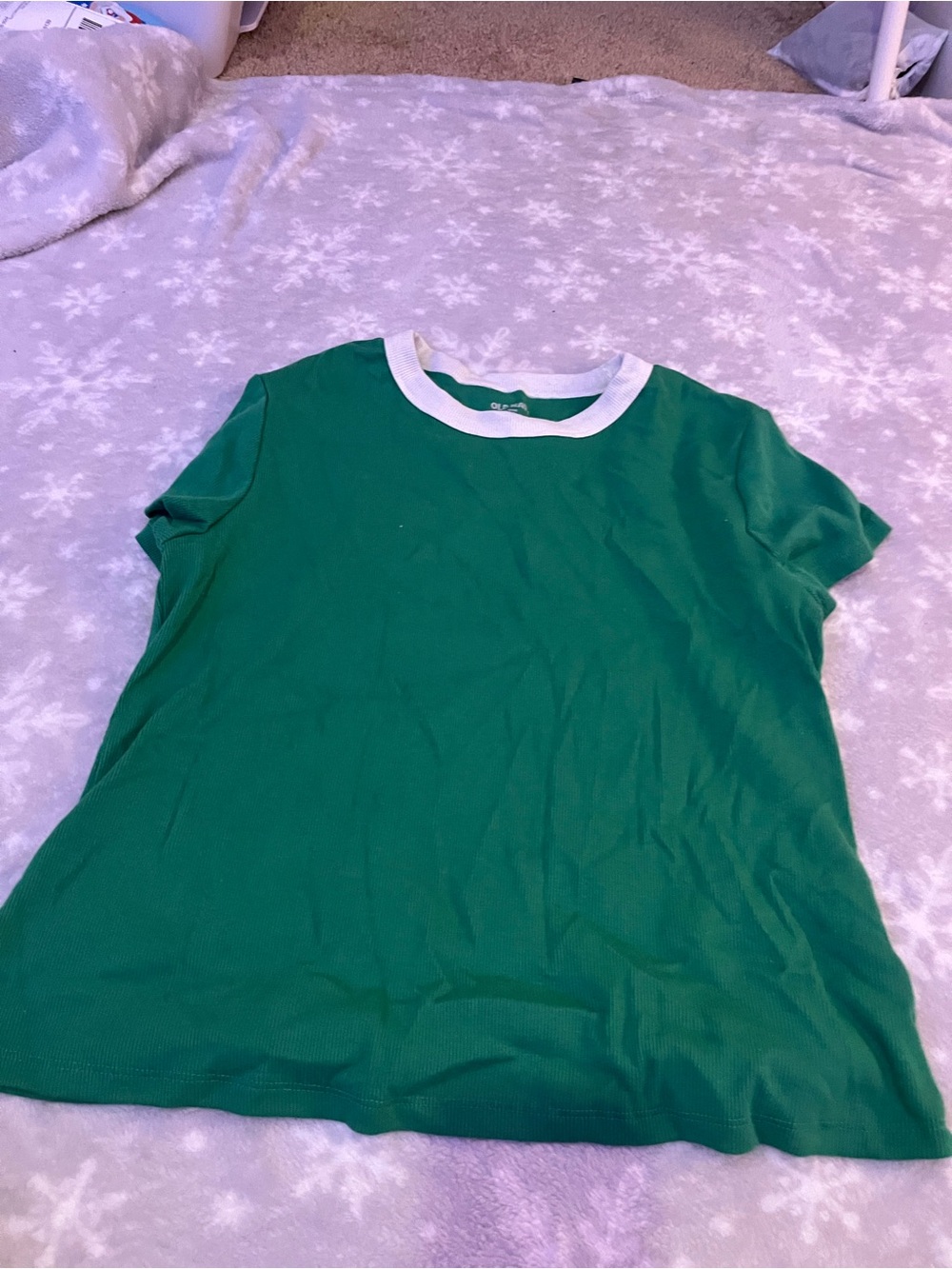 Old Navy Green Short Sleeve Tee with White Ringer Collar